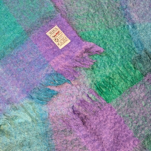 Avoca Handweavers Blanket Throw Mohair Wool Ireland Blue Purple Pink 65"x55" - Picture 2 of 11